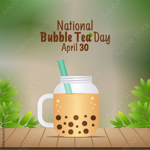vector graphic of national bubble tea day good for national bubble tea day celebration. flat design. flyer design.flat illustration.