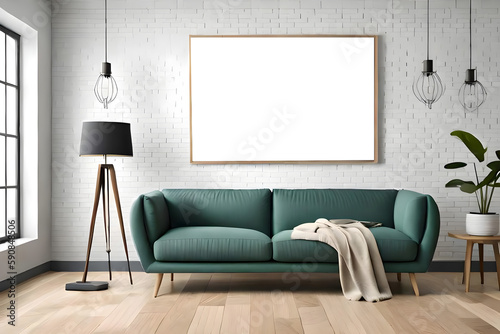 modern living room with mockup frame