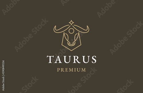 Taurus line logo icon design template flat vector