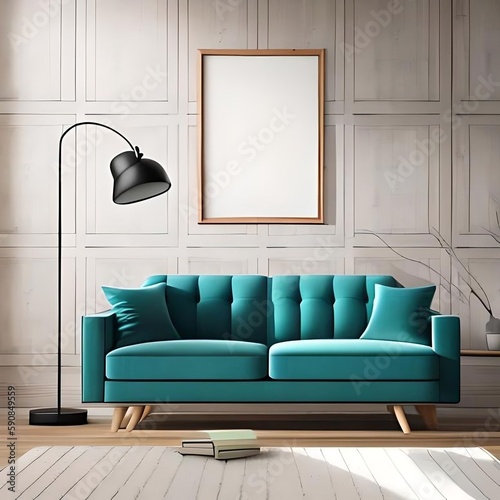 modern living room with mockup frame