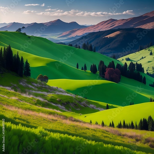 Landscape of a grassland  created with generative ai.
