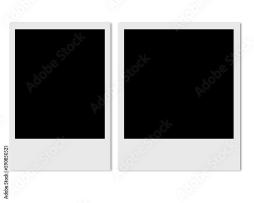 Set of Isolated Polaroid Frames on Transparent Background