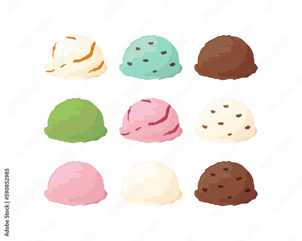 いろんな種類のカラフルなアイスクリーム