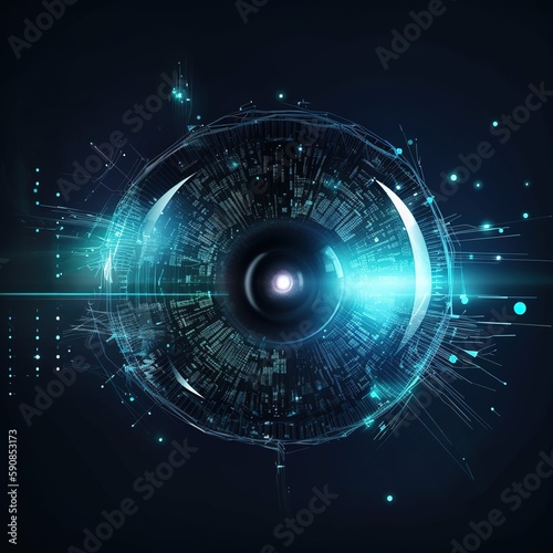 eye and high-tech concept, screening big data and digital transformation technology strategy, digitalization of business processes and data, High Technologies in the future, generative a