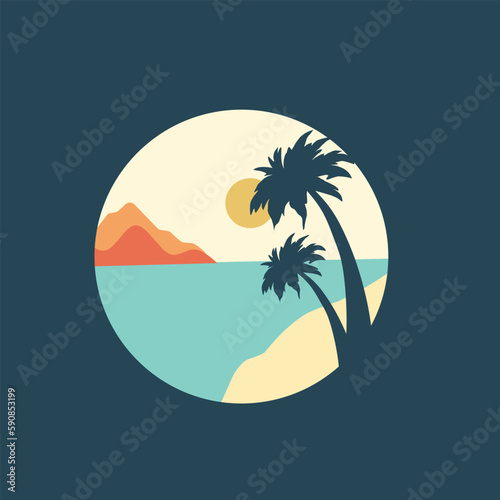 beach view logo design template