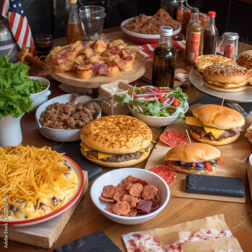 American table food buffet - AI Generative