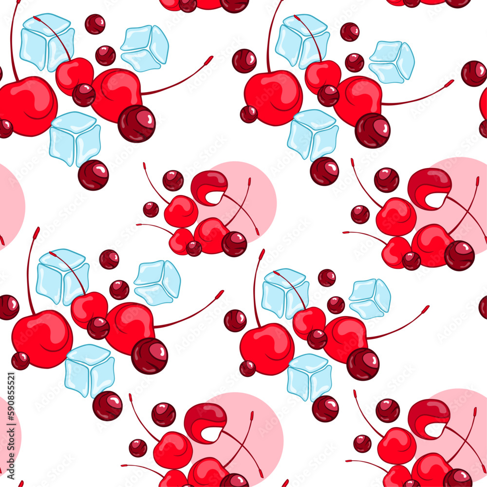 seamless pattern with cherry and ice seamless pattern with cherry and ice