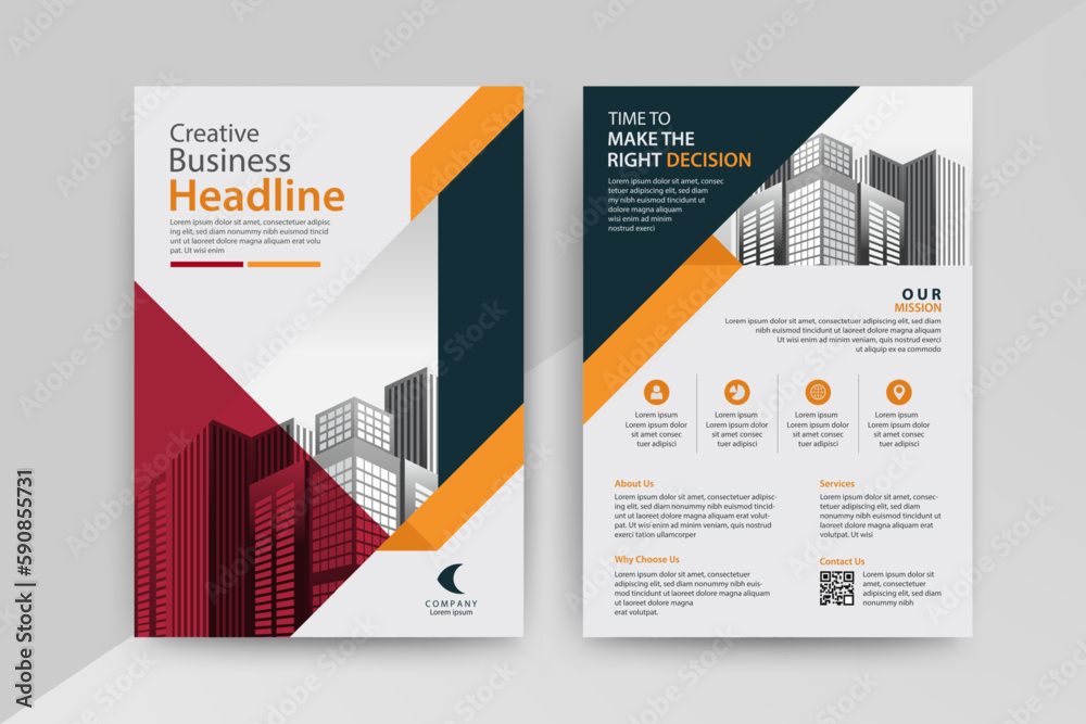 Business abstract vector template for Brochure, AnnualReport, Magazine, Poster, Corporate Presentation, Portfolio, Flyer, Market, infographic with Orange and Black color size A4, Front and back. Business abstract vector template for Brochure, AnnualReport, Magazine, Poster, Corporate Presentation, Portfolio, Flyer, Market, infographic with Orange and Black color size A4, Front and back.