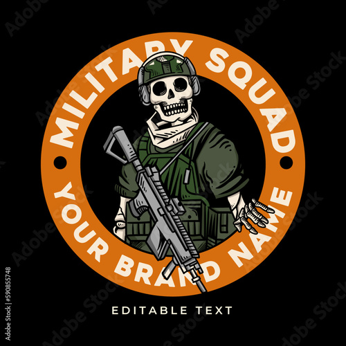 skeleton army logo badges illustration