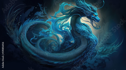 water dragon heroic fantasy - by generative ai photo
