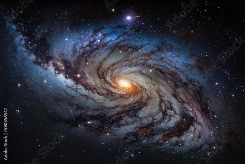 spiral galaxy with a stunning backdrop of stars. Generative AI