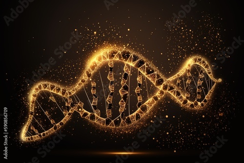 Gold dust DNA low poly wire frame photo