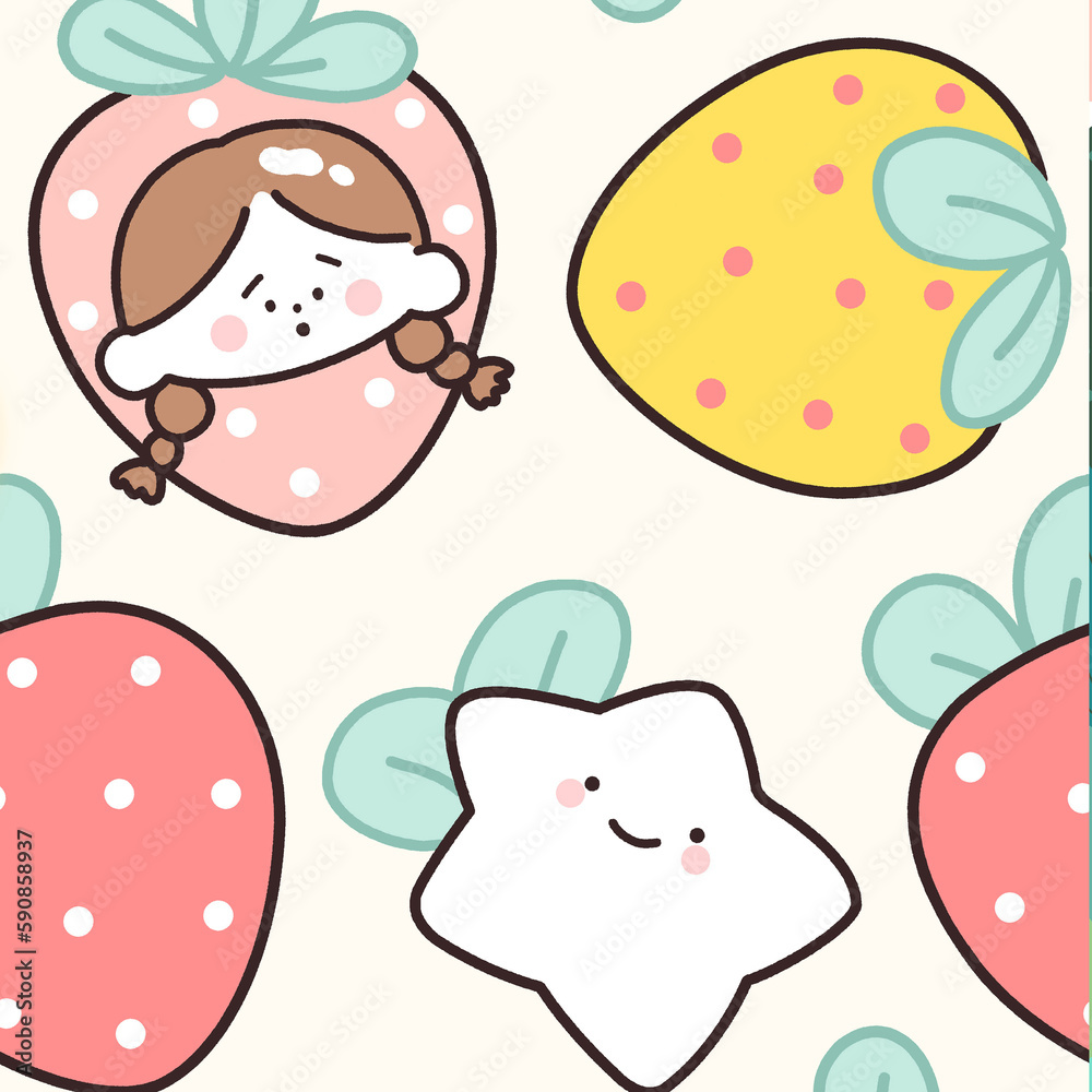 Watercolor, various strawberry animals, beautiful Watercolor, various strawberry animals, beautiful