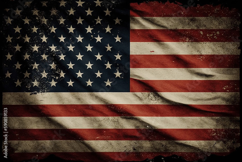 Grunge American Flag Background. Grunge USA Flag Background Generative AI