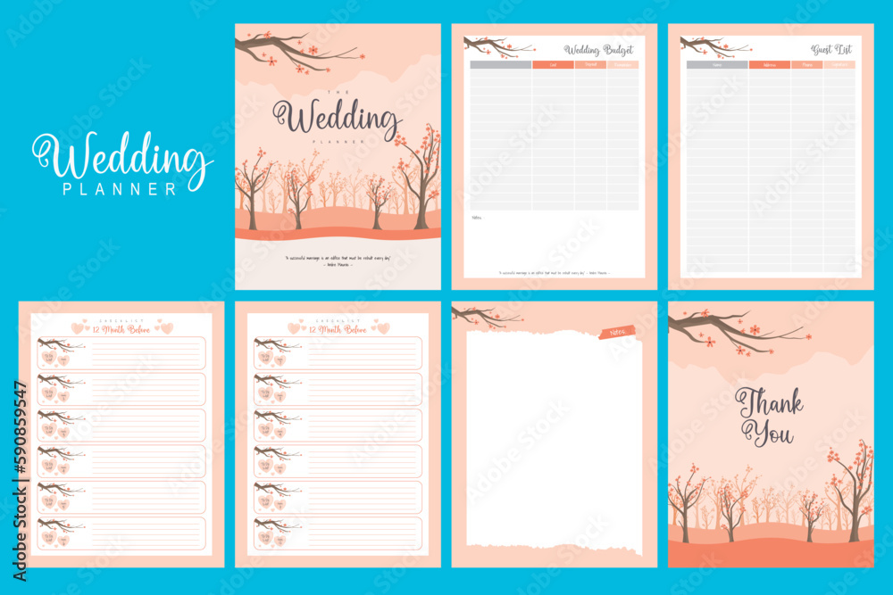 Wedding planner template KDP interior design. Wedding Planner Printable ...