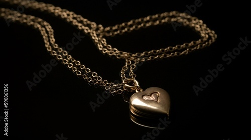 A chain with a tiny heart-shaped locket, perfect for holding a special memory Generative AI