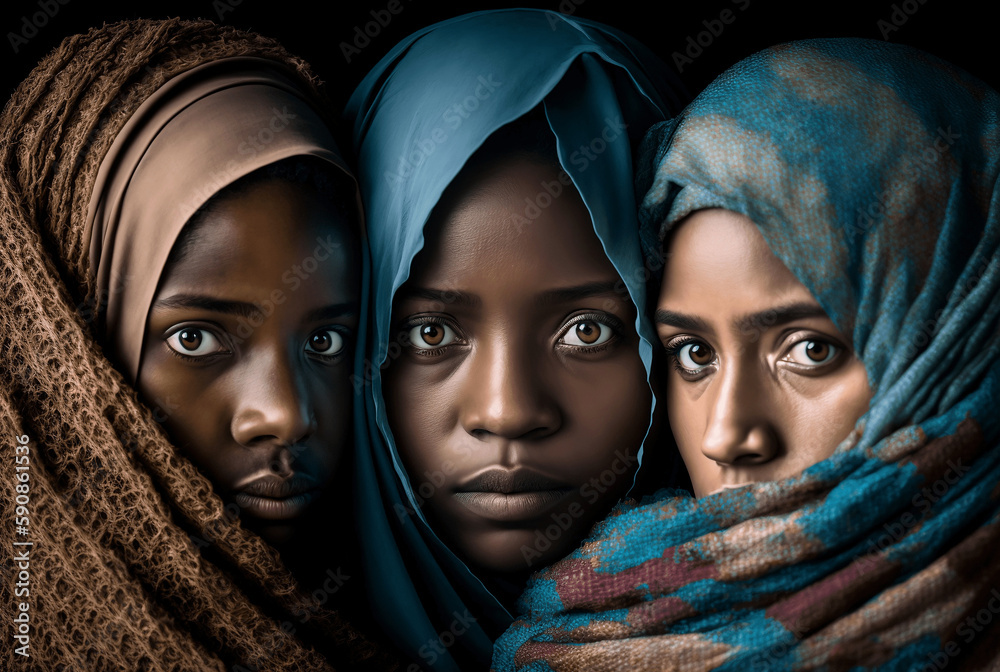 Young black muslim women in hijabs Generative AI image Young black muslim women in hijabs Generative AI image