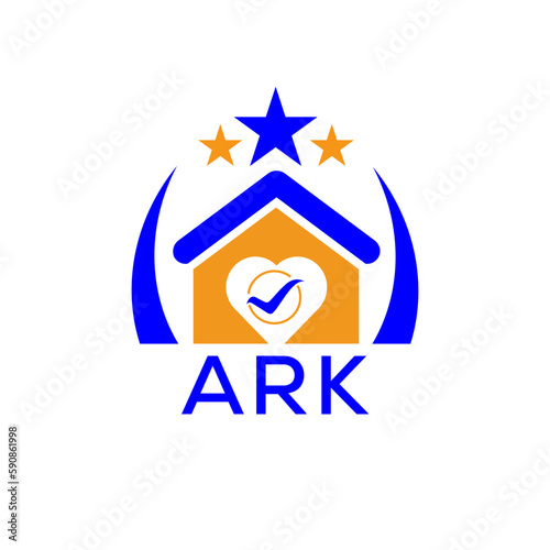 ARK House logo. KJG Letter logo and icon. Blue vector image on white background. KJG house Monogram home logo picture design and best business icon. 
