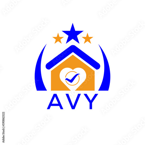 AVY House logo. KJG Letter logo and icon. Blue vector image on white background. KJG house Monogram home logo picture design and best business icon. 
 photo