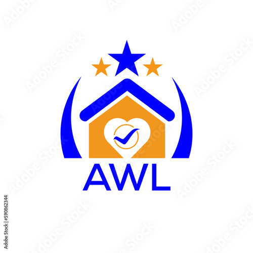 AWL House logo. KJG Letter logo and icon. Blue vector image on white background. KJG house Monogram home logo picture design and best business icon. 
