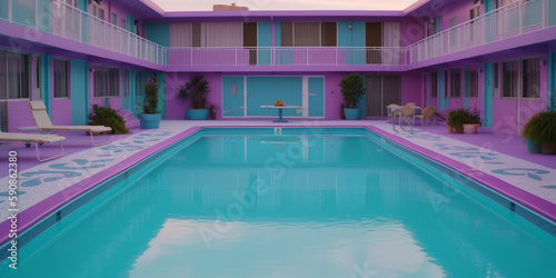 Piscina motel aesthetic, creada con IA generativa