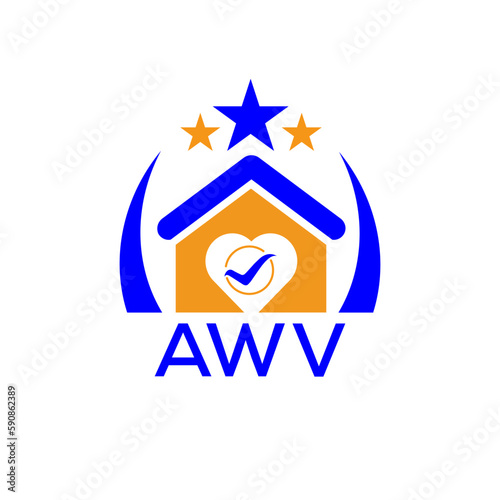 AWV House logo. KJG Letter logo and icon. Blue vector image on white background. KJG house Monogram home logo picture design and best business icon. 
 photo