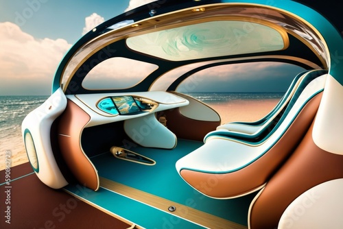 Interior coche eléctrico de lujo, creado con IA generativa
