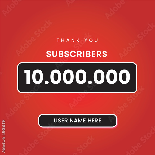 10m subscribers youtube instagram post square banner template design vector editable red design