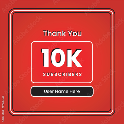 thank you 1000 subscribers social media post banner template design vector editable red design