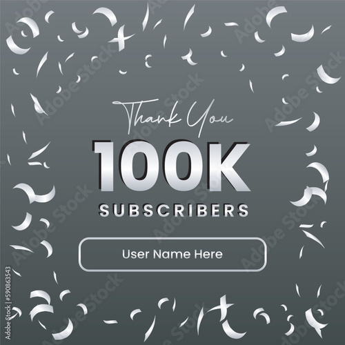 thank you 100k subscribers celebration silver design template luxury silver youtube design