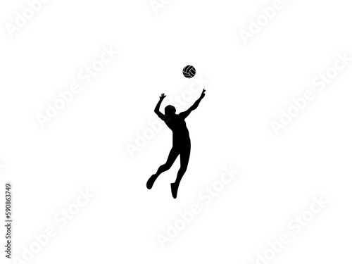 volleyball girl in action. jumping player. woman volleyball player. vector Images of female volleyball silhouettes spiking and setting ball.