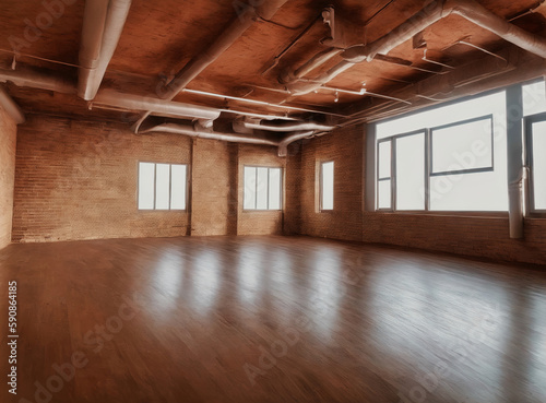 Empty warehouse wall or commercial area, industrial background photo