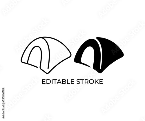 Tourist tent, tent, bivvy, bivouac and bivy, editable stroke, silhouette and linear design. Campaign, camp, hike, hiking, tourism and travel, vector design and illustration