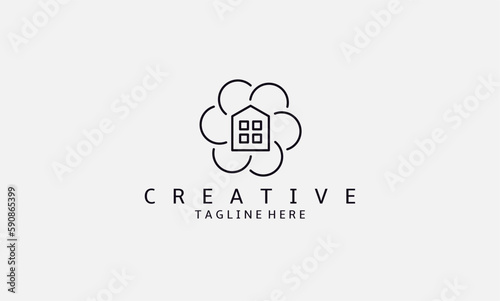 Logo design template. House and Flowers logo. Home Flower Logo Design. Vector illustration of flower icon which is perfect for your business logo.