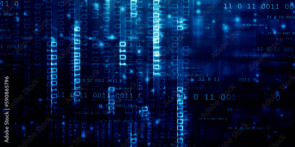 2d illustration abstract digital binary data on computer screen 2d illustration abstract digital binary data on computer screen
