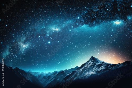 majestic mountain under a starry night sky. Generative AI
