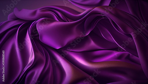 Purple Silk Fabric Background with Wrinkles and Fold Ai generated image