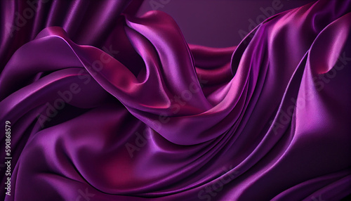 Purple Silk Fabric Background with Wrinkles and Fold Ai generated image