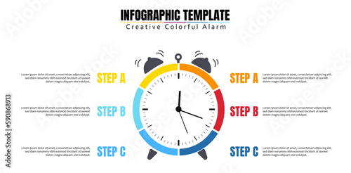 Infographic Template Creative Colorful Alarm. Suitable for marketing presentation. Business presentation. Web infographic icon
