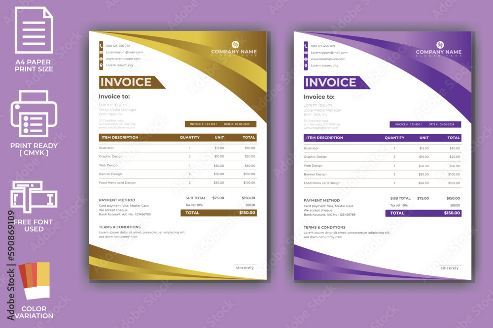 Obraz premium Modern Invoice Template Design