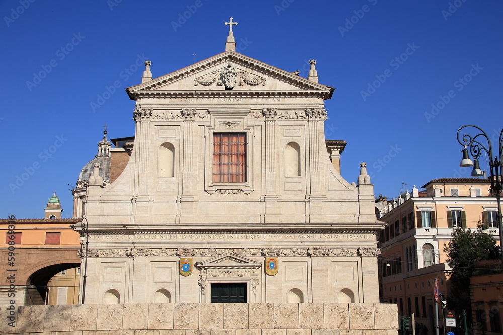 San Girolamo dei Croati Church Facade in Rome, Italy