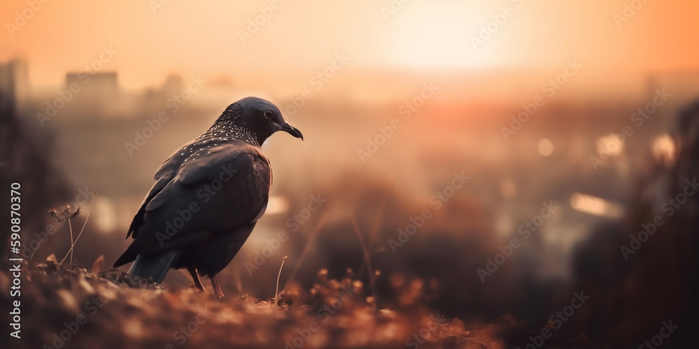 Fototapeta premium Moments of Zen: A Free Bird at Peace in the Sunset