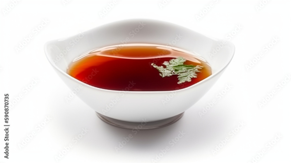 Fish sauce in white bowl isolated on white background Ai generated image Fish sauce in white bowl isolated on white background Ai generated image