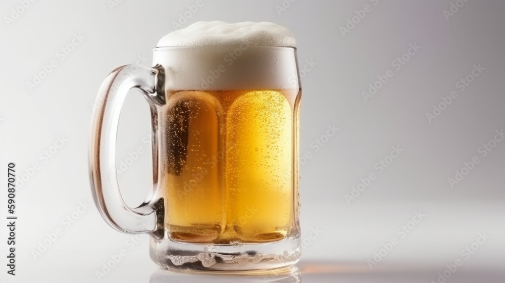 fresh beer mug with cap of foam isolated on white background Ai generated image fresh beer mug with cap of foam isolated on white background Ai generated image