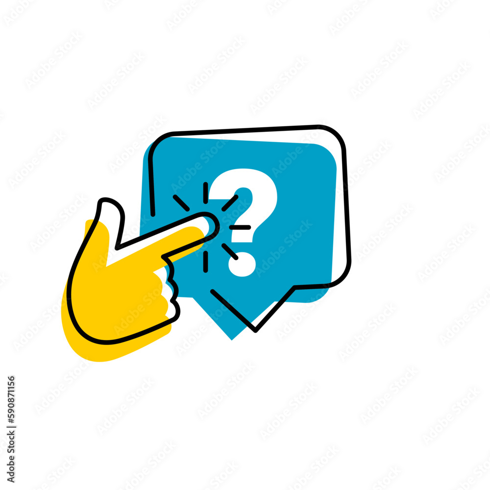 Question mark icon. Button, ui, web. Media question mark. Hand click finger question mark icon vector Question mark icon. Button, ui, web. Media question mark. Hand click finger question mark icon vector
