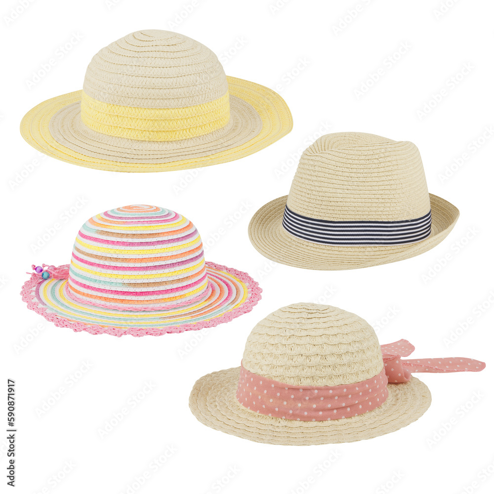 Bucket hats with brim to protect against the sun with cut out isolated on background transparent