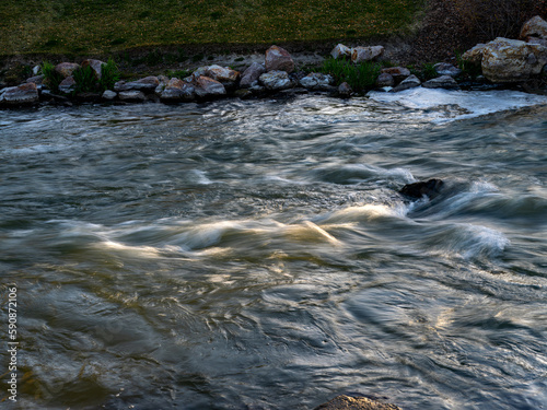 Indian Creek in Caldwell Idaho with low angle morning light
