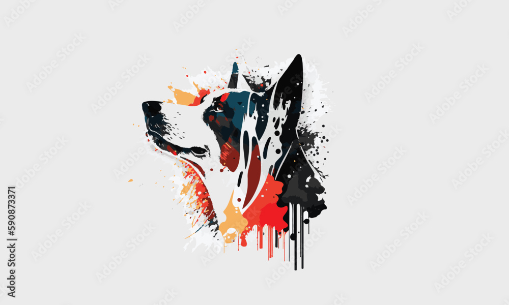 Obraz premium Dogs Splash Artwork uses your printing business as an abstract dog logo design or animal pet artwork.