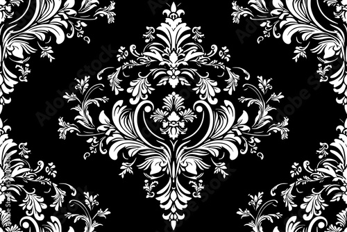 Vector damask seamless pattern background. Classical luxury old fashioned damask ornament, royal victorian seamless texture for wallpapers, textile, wrapping. Exquisite floral baroque template.	

