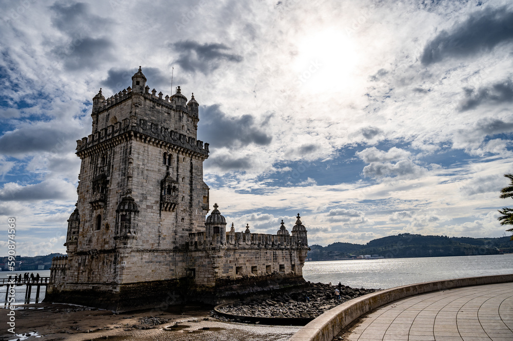 Tower of Belem on a cloudy day 